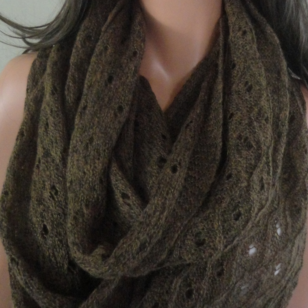 Openwork Brown Infinity Scarf